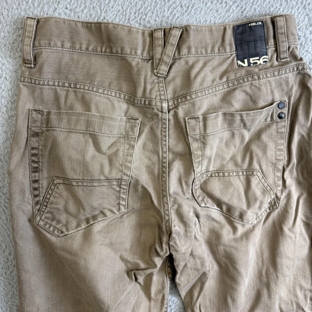Helix N56 Jeans Mens 30x30 Khaki Beige Relaxed Straight Cotton Denim Pants